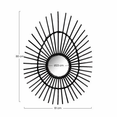 Espejo de Pared en Ratán Ovalado Deko Negro 80cm Thinia Home Espejos de Pared 5