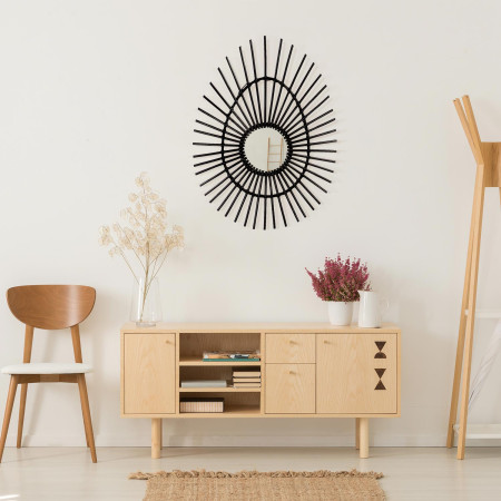 Espejo de Pared en Ratán Ovalado Deko Negro 80cm Thinia Home Espejos de Pared 6