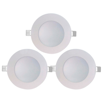 Pack 3 Downlight LED Ultraslim Empotrable Redondo 8W 600lm Ø10,5cm 4000K Blanco 7hSevenOn Downlight Empotrable 1
