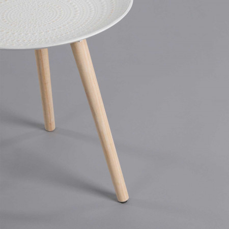 Mesita Auxiliar Redonda Blanco 42x40cm Thinia Home Mesitas de Noche y Auxiliares 4