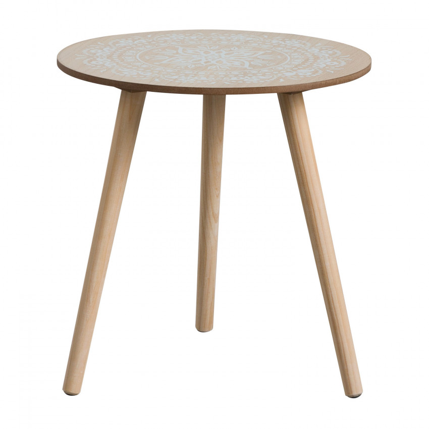 Mesita Auxiliar Redonda Beige/Blanco Polonia 42x40cm Thinia Home Mesitas de Noche y Auxiliares 1