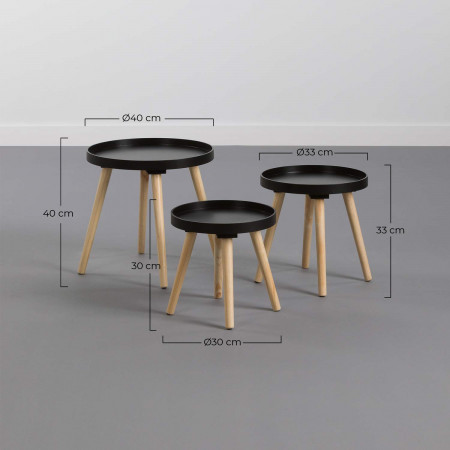 Set 3 Mesitas Auxiliares Redondas Thinia Home Mesitas de Noche y Auxiliares 13