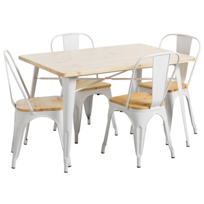 Conjunto Comedor Mesa Rectangular y 4 Sillas Iron Wood Estilo industrial Thinia Home Conjuntos de Mesa y Sillas de Comedor 1