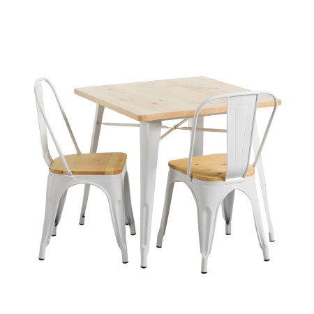 Esszimmergarnitur mit quadratischem Tisch und 2 Stühlen „Iron Wood“ im Industriestil Thinia Home Esszimmergarnituren mit Tisch u