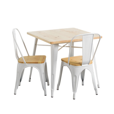 Esszimmergarnitur mit quadratischem Tisch und 2 Stühlen „Iron Wood“ im Industriestil Thinia Home Esszimmergarnituren mit Tisch u