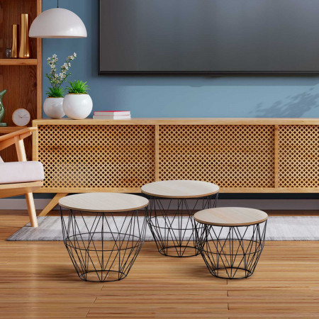 Kit 3 Mesitas de Centro Redondas Tribal Beige/Negro Thinia Home Mesitas de Noche y Auxiliares 7 Kit 3 Mesitas de Centro Redondas Tribal Beige/Negro Thinia Home Mesitas de Noche y Auxiliares 7