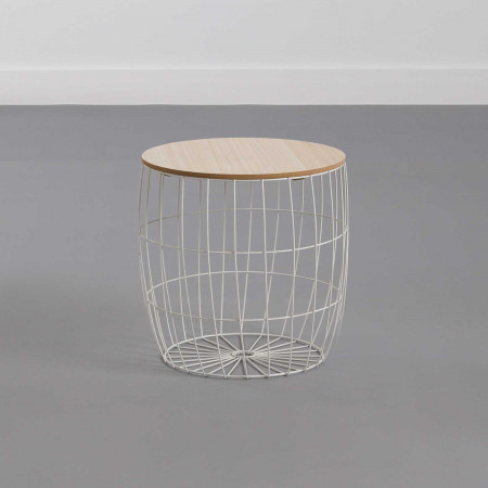 Thinia Home - Set 3 Tribal round coffee tables, metal/MDF, beige/white color, basket tables, Nordic style, dining room, lounge Thinia Home - Set 3 Tribal round coffee tables, metal/MDF, beige/white color, basket tables, Nordic style, dining room, lounge