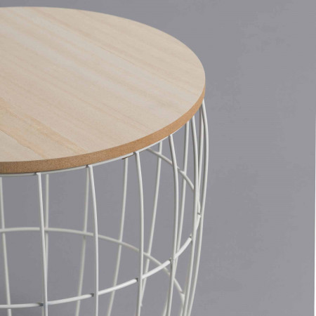 Thinia Home - Set 3 Tribal round coffee tables, metal/MDF, beige/white color, basket tables, Nordic style, dining room, lounge Thinia Home - Set 3 Tribal round coffee tables, metal/MDF, beige/white color, basket tables, Nordic style, dining room, lounge
