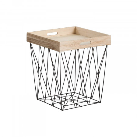 Tabuleiro de mesa de apoio quadrado Bege/Preto 44,5x37,5x37,5cm Thinia Home Mesas de cabeceira e mesas de apoio 1