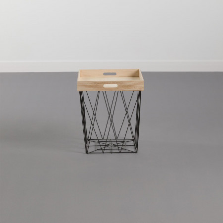 Tabuleiro de mesa de apoio quadrado Bege/Preto 44,5x37,5x37,5cm Thinia Home Mesas de cabeceira e mesas de apoio 2