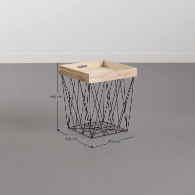 Tabuleiro de mesa de apoio quadrado Bege/Preto 44,5x37,5x37,5cm Thinia Home Mesas de cabeceira e mesas de apoio 6