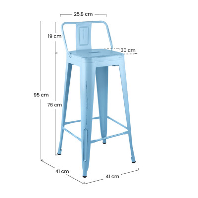 Pack 2 Taburetes de Cocina con Respaldo Strong Vintage 41x41x95cm Thinia Home Packs de Taburetes 5