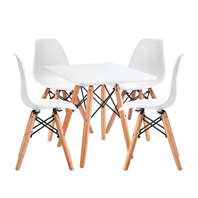 Conjunto Infantil de Mesa Cuadrada y 4 Sillas Blanco Thinia Home Mobiliario Infantil 1