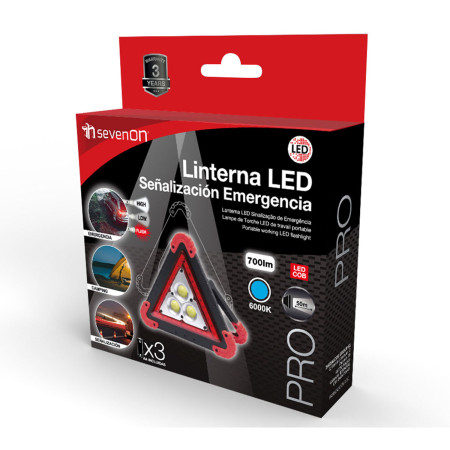 Segnale di emergenza portatile triangolare con 4 modalità di illuminazione, nero/rosso, 7500K, 20.000 ore, 7hSevenOn Outlet 3
