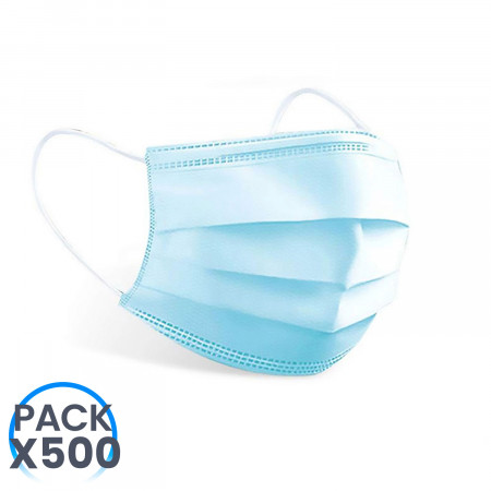 Embalagem 500 máscaras de higiene não reutilizáveis Azul O91 Health 1