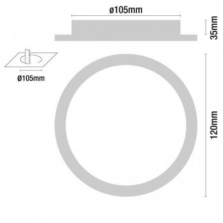 Downlight LED Ultraslim Empotrable Redondo 8W 600lm con Sensor de Movimiento Ø10,5cm 4000K Blanco 7hSevenOn Downlight Empotrable