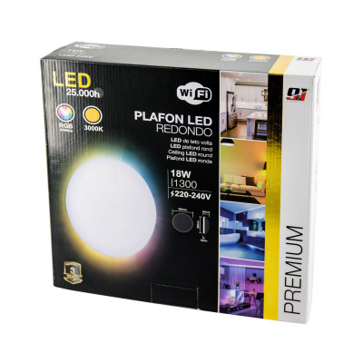 Plafón LED WiFi de Superficie Redondo 18W 1300lm Ø30cm RGB Blanco 25000H 7hSevenOn Premium Downlight Superficie 4