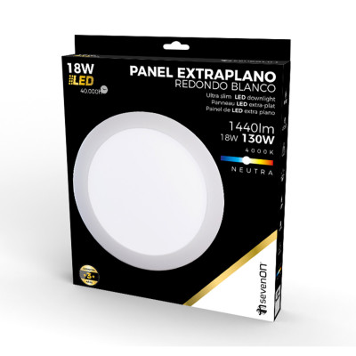 Downlight LED Ultraslim Redondo 18W 1440lm Ø22,5cm 4000K Blanco 40000H 7hSevenOn Downlight Empotrable 3
