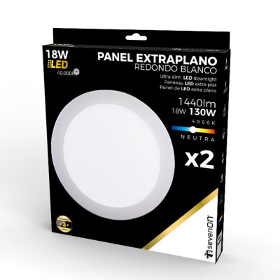2er-Set runde, ultraschlanke LED-Downlights, 18 W, 1440 lm, Ø 22,5 cm, 4000 K, Weiß, 40.000 h, 7hSevenOn Einbau-Downlight 3