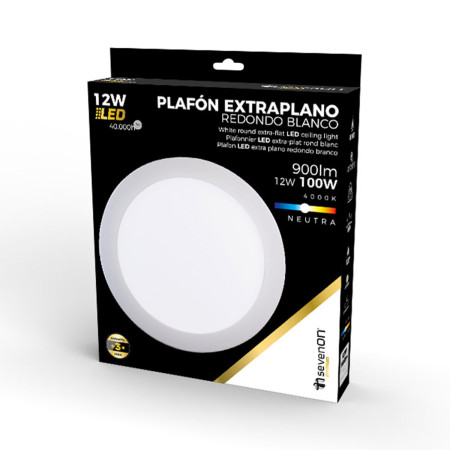 Downlight LED Ultraslim Redondo 12W 900lm Ø17cm 4000K Blanco 40000H 7hSevenOn Premium Downlight Empotrable 3