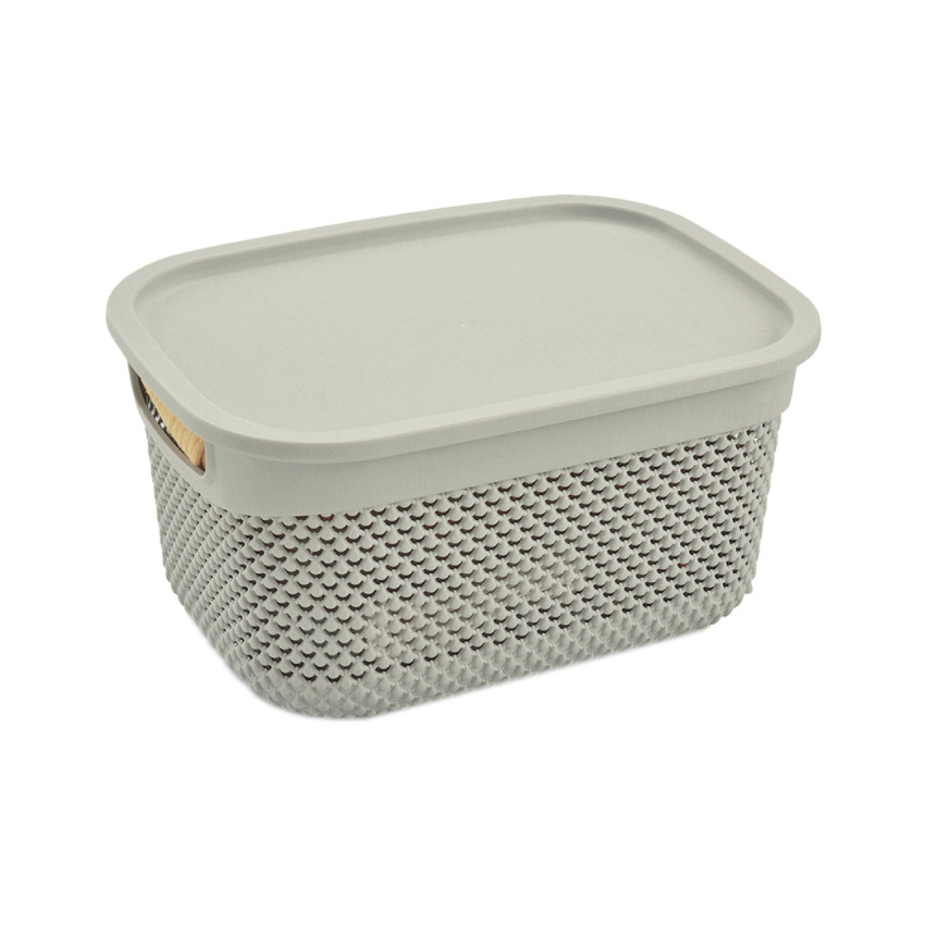 Cesta Mediana Rectangular con Tapa 6,6 Litros 7house Ordenación Baño 1