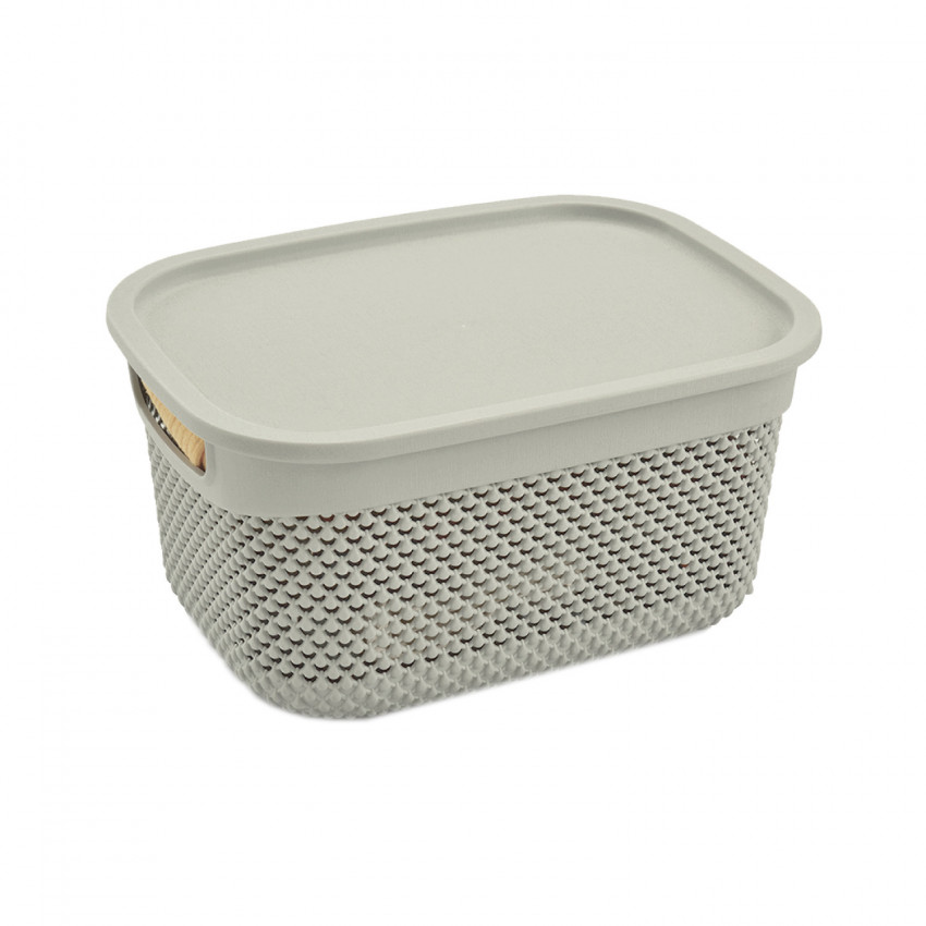 Cesta Mediana Rectangular con Tapa 6,6 Litros 7house Ordenación Baño 1