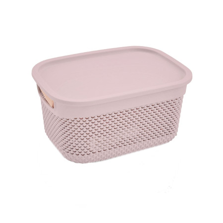 Cesta Mediana Rectangular con Tapa 6,6 Litros 7house Ordenación Baño 1