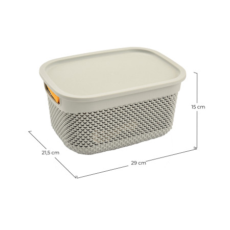 Cesto Retangular Médio com Tampa 6,6 Litros 7house Arrumação da casa de banho 6