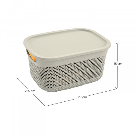 Cesta Mediana Rectangular con Tapa 6,6 Litros 7house Ordenación Baño 6