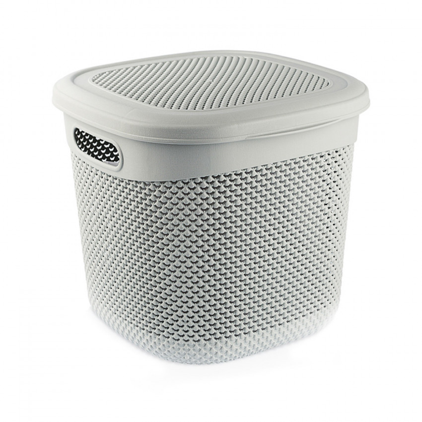 Cesta Mediana Cuadrada con Tapa 15 Litros 7house Ordenación Baño 1