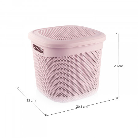 Cesta Mediana Cuadrada con Tapa 15 Litros 7house Ordenación Baño 4