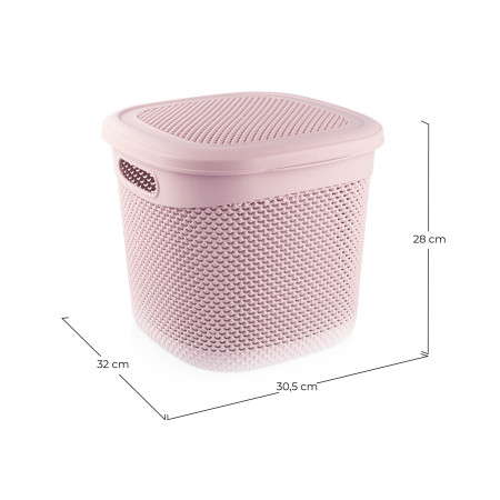 Cesto Quadrado Médio com Tampa 15 Litros 7house Casa de Banho Arrumação 4