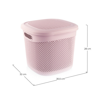 Cesta Mediana Cuadrada con Tapa 15 Litros 7house Ordenación Baño 4