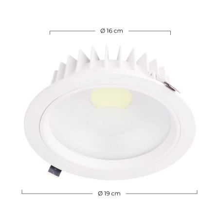 Runde LED-Einbau-Downlight-Leuchte, 15 W, 1080 lm, Ø 16 cm, 4000 K, Weiß, Eilen, Einbau-Downlight 2
