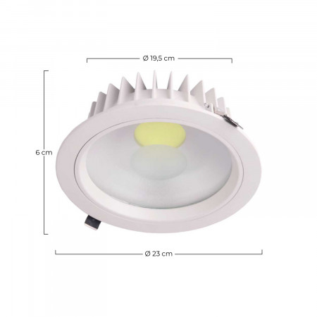 Downlight LED Empotrable Redondo 35W 2850lm Ø20cm 3000K Blanco Eilen Downlight Empotrable 2