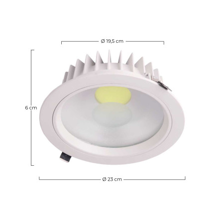 Downlight LED Empotrable Redondo 35W 2850lm Ø20cm 3000K Blanco Eilen Downlight Empotrable 2