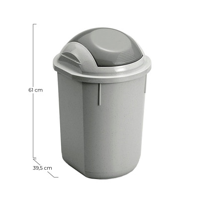 Papelera Redonda con Tapa Gris 40 Litros 7house Papeleras 2