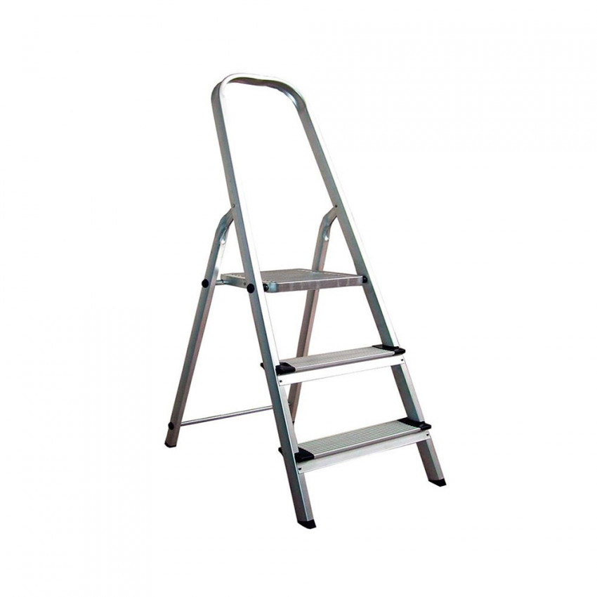 Escalera de Aluminio con 3 Peldaños Gris 130x42x68cm 7house Escaleras 1 Escalera de Aluminio con 3 Peldaños Gris 130x42x68cm 7house Escaleras 1
