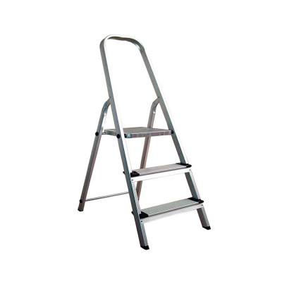 Escalera de Aluminio con 3 Peldaños Gris 130x42x68cm 7house Escaleras 1