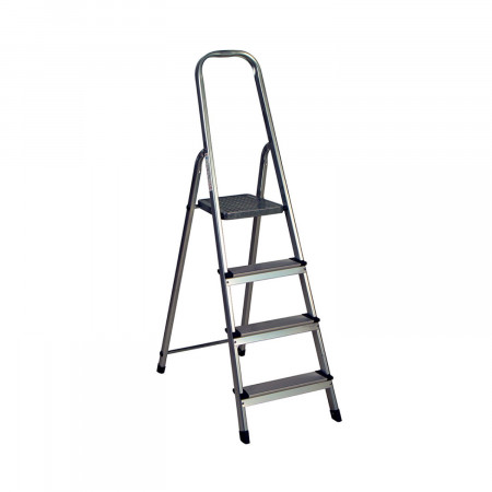 Escalera de Aluminio con 4 Peldaños Gris 140x44x81cm 7house Escaleras 1