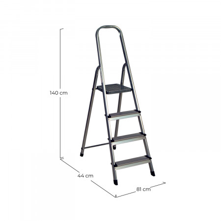 Escalera de Aluminio con 4 Peldaños Gris 140x44x81cm 7house Escaleras 2 Escalera de Aluminio con 4 Peldaños Gris 140x44x81cm 7house Escaleras 2