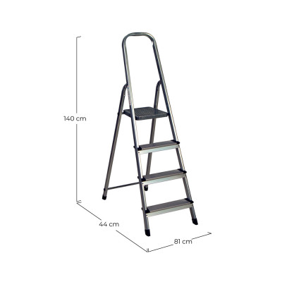 Escalera de Aluminio con 4 Peldaños Gris 140x44x81cm 7house Escaleras 2