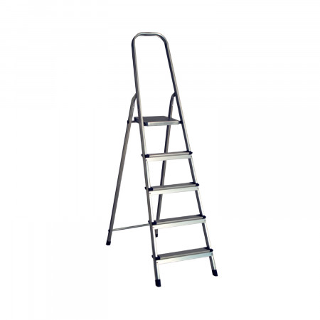 Escalera de Aluminio con 5 Peldaños Gris 177x47x98cm 7house Escaleras 1