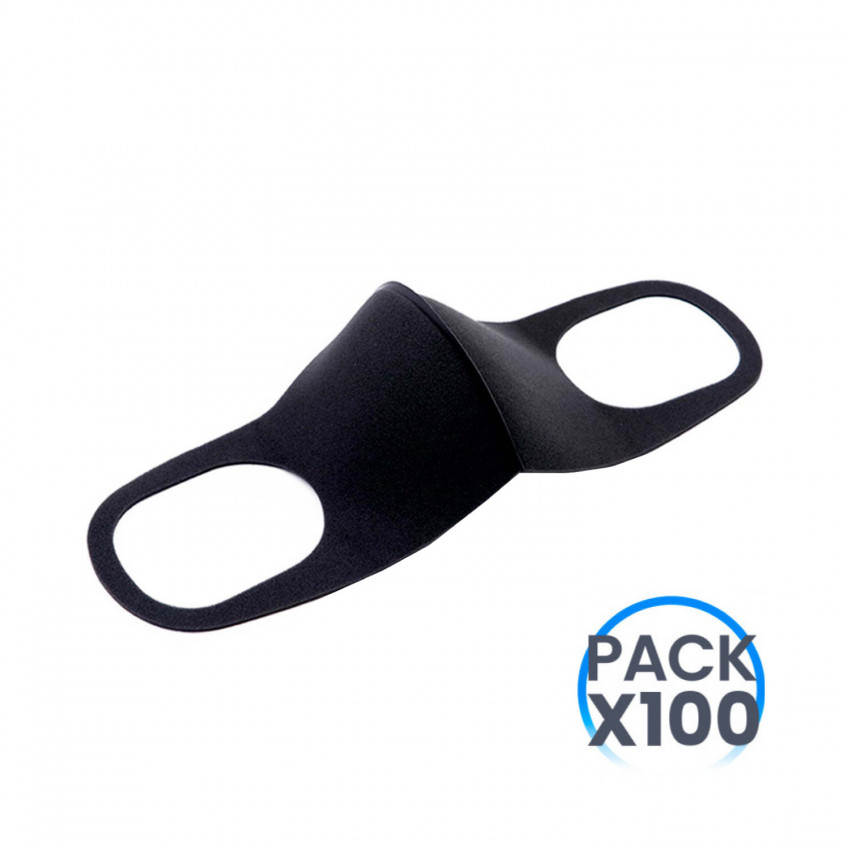 Pack 100 Mascarillas Reutilizables Color Negro O91 Salud 1