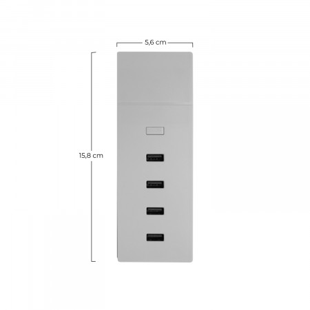 Base de carregamento ultrarrápido 4 USB 1m Branco Nine&One Bases de carregamento múltiplas 2