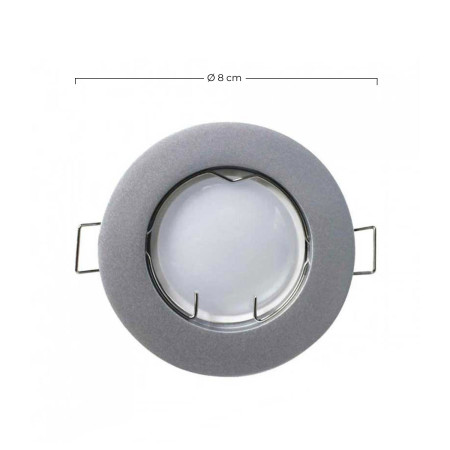 Conjunto de 3 projetores LED redondos embutíveis GU10, 7 W, 525 lm, Ø 7 cm, alumínio, 7hSevenOn, Downlight embutível 2