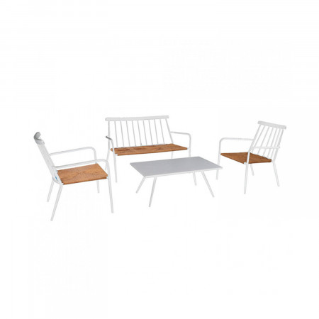 Conjunto de jardim Mesa retangular, 1 sofá e 2 cadeiras Bali Branco 7house Conjuntos de terraço 1