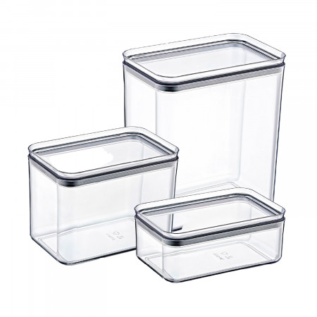 Conjunto de 3 recipientes herméticos para guardar alimentos, pequeno, médio e grande, rectangulares 7house Acessórios de cozinha