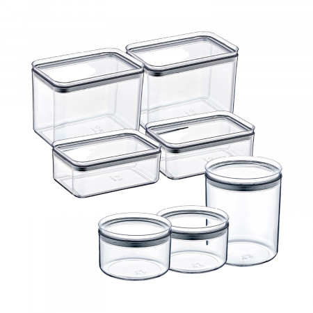 Conjunto de 7 recipientes herméticos para alimentos pequenos e médios, rectangulares e redondos 7house Acessórios de cozinha 