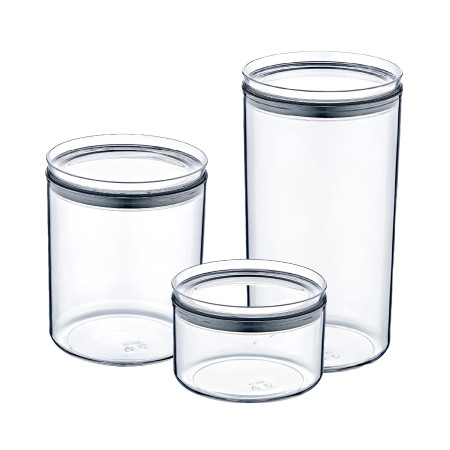 Conjunto de 3 recipientes herméticos para alimentos pequenos, médios e grandes, redondos 7house Acessórios de cozinha 1